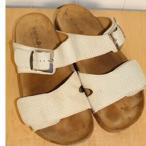 Heflinger Women's Cream Leather Slide Sandels Size EU42/11W